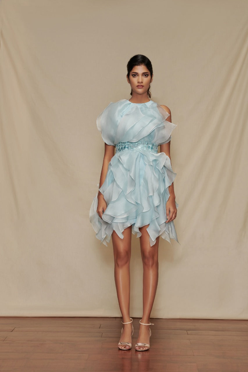 Robe Fiveloaves Twofish Teal Bleu Avec Ceinture Et Volants - Taille 12, Neuve Avec étiquette