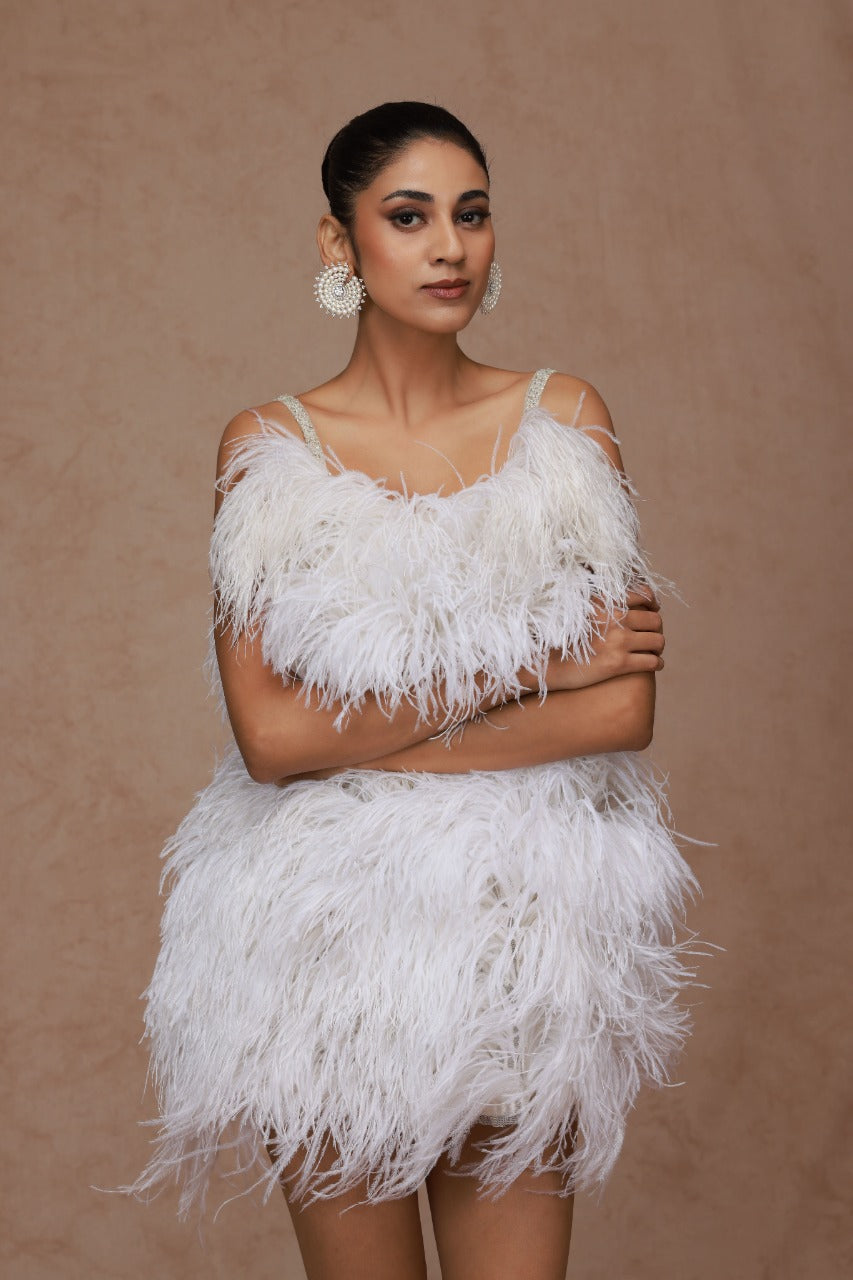 Ostrich Feather Dress with Belt – Shriya Som