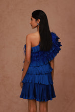 Load image into Gallery viewer, One Shoulder Taffeta Dress with Feathers
