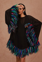 Load image into Gallery viewer, Kaftan Mini Dress with Feathers
