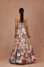 Load image into Gallery viewer, Draped Fringe Blouse with Multi Floral Skirt
