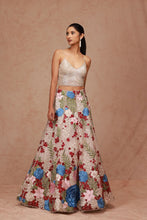 Load image into Gallery viewer, Draped Fringe Blouse with Multi Floral Skirt
