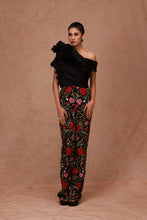 Load image into Gallery viewer, Draped Top with Floral Embroidered Pant
