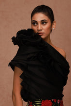 Load image into Gallery viewer, Draped Top with Floral Embroidered Pant
