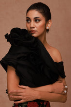 Load image into Gallery viewer, Draped Top with Floral Embroidered Pant
