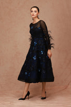 Load image into Gallery viewer, Floral Sequinned Midi with Belt
