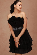 Load image into Gallery viewer, Pleated Taffeta Cabbage Dress with Belt

