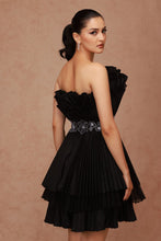 Load image into Gallery viewer, Pleated Taffeta Cabbage Dress with Belt
