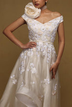 Load image into Gallery viewer, Cascading Gown with Pearl Belt
