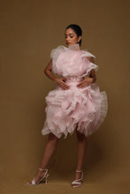 Load image into Gallery viewer, Two Textured Ruffle Dress with Belt
