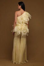 Load image into Gallery viewer, One shoulder Ruffle Top with Beaded Pants
