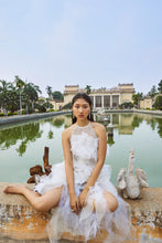 Load image into Gallery viewer, Halter Feather Ruffle Dress with Belt
