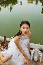 Load image into Gallery viewer, Halter Feather Ruffle Dress with Belt
